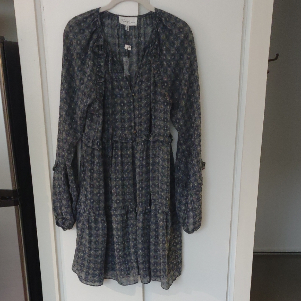 Elegant Blue Patterned Dress